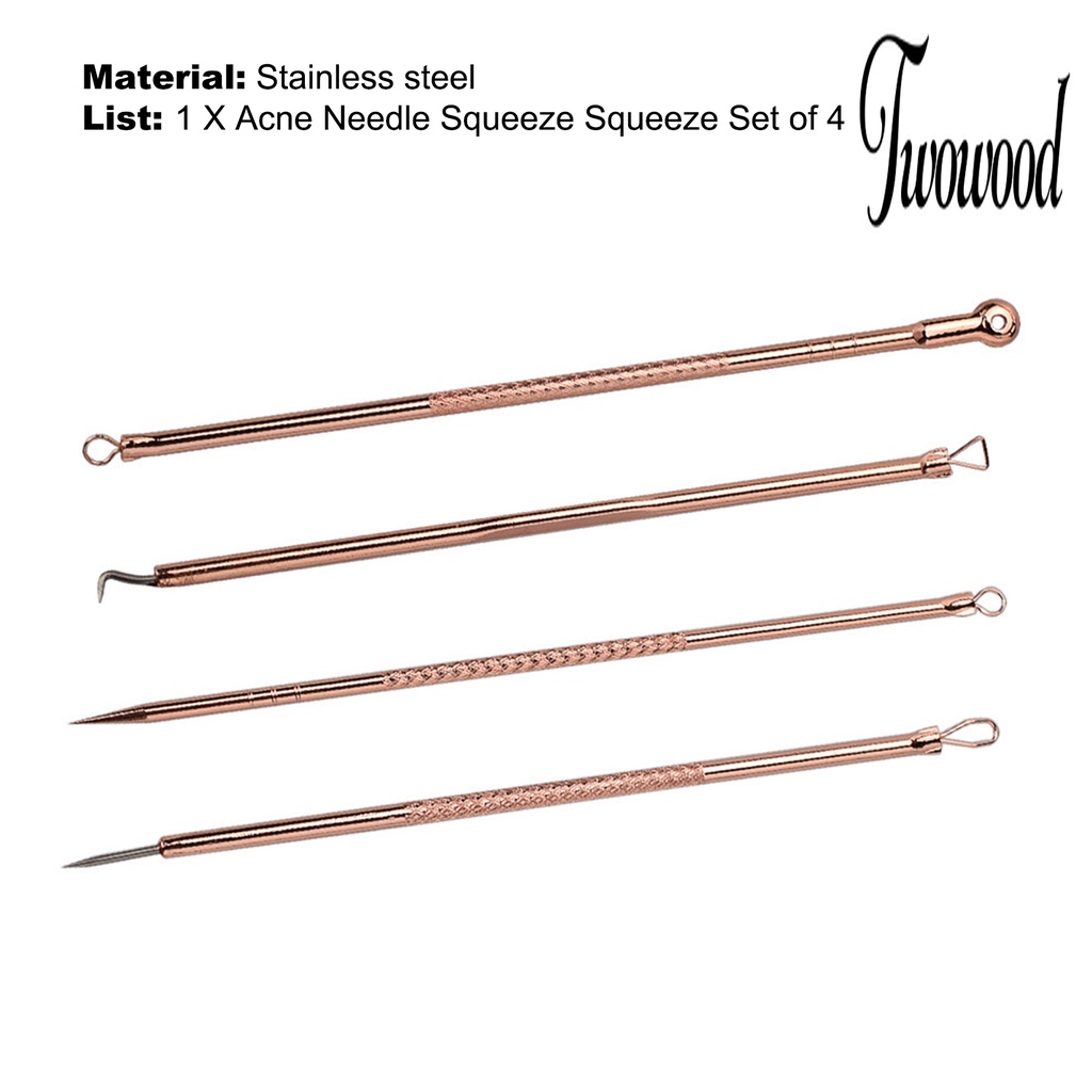 4pcs / Set Alat Penghilang Komedo Dan Jerawat Bahan Tembaga Stainless Steel Untuk Wanita