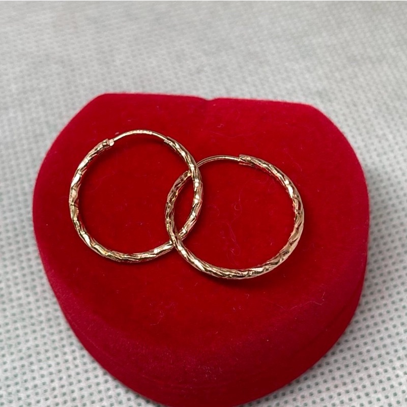 Anting bulat kecil padat emas asli kadar 700/16k