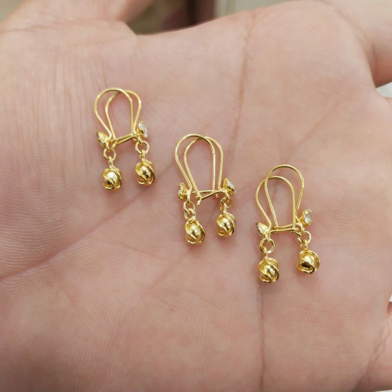 ANTING KAIT BOLA PERAK 925 LAPIS MAS 24K