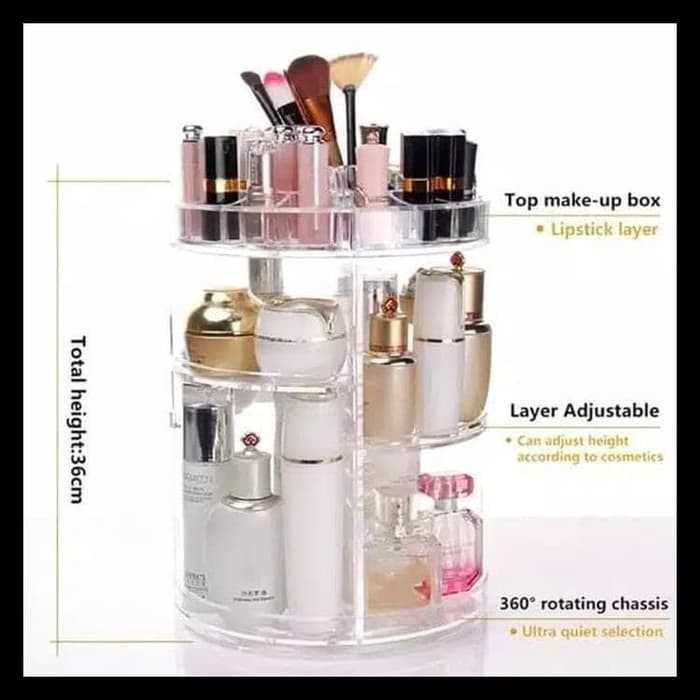 Rak Kosmetik Akrilik Putar / Cosmetic Organizer Display Acrylic Murah | Bening