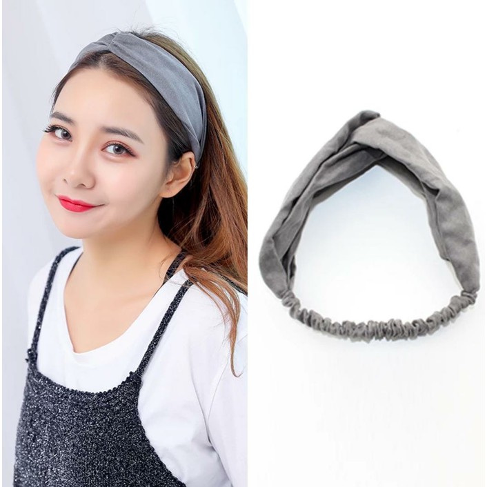 RSB VZ044 Premium Bandana Simpul Twist Elastis Ala Korea Untuk Wanita / BANDO POLOS