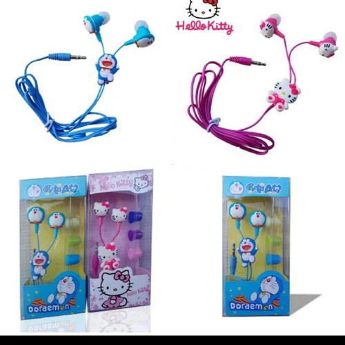 Handsfree Headset Earphone Karakter Doraemon / Hello Kitty