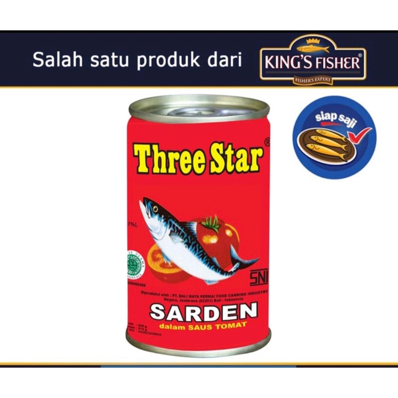 

Three Star Sarden mini saus tomat dan saus sambal Makanan Kaleng 155g