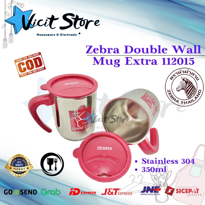 Zebra Double Wall Stainless Mug-Extra 112015 /Mug Stainless Plus Tutup