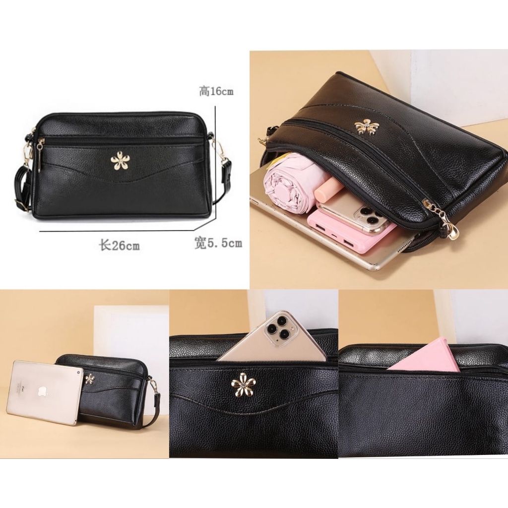 TAS SELEMPANG WANITA PREMIUM KULIT HITAM SIFOLIA TA403B5 SLING BAG KOREA KECIL KEKINIAN IMPORT BATAM