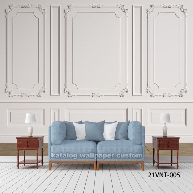 Wallpaper Dinding Mural Custom Moulding List 3D Effect View Eropa Style