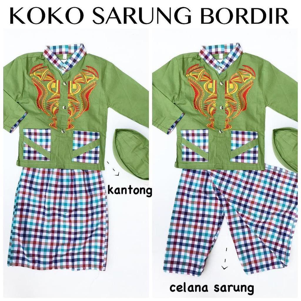 KOKO SARUNG BORDIR, 1-12th baju muslim anak, baju kokoh