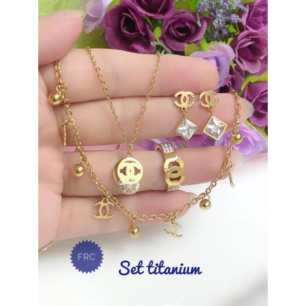 [Titanium] paket perhiasan gelang rantai titanium 190621