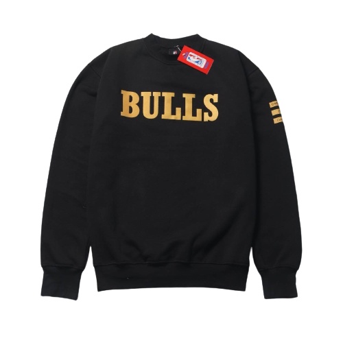 Jaket Sweater Crewneck NBA BULLS LIST GOLD – Black Edition Fashion Trendy Casual Pria Good Brand Qua