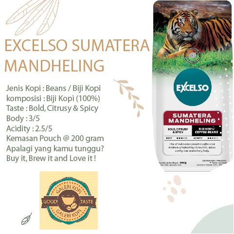 

Excelso Sumatera Mandheling Coffee @200 gram Beans/Biji