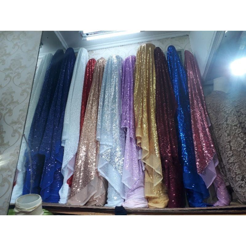 kain sequin.kain sequin seribu payet.kain dekorasi