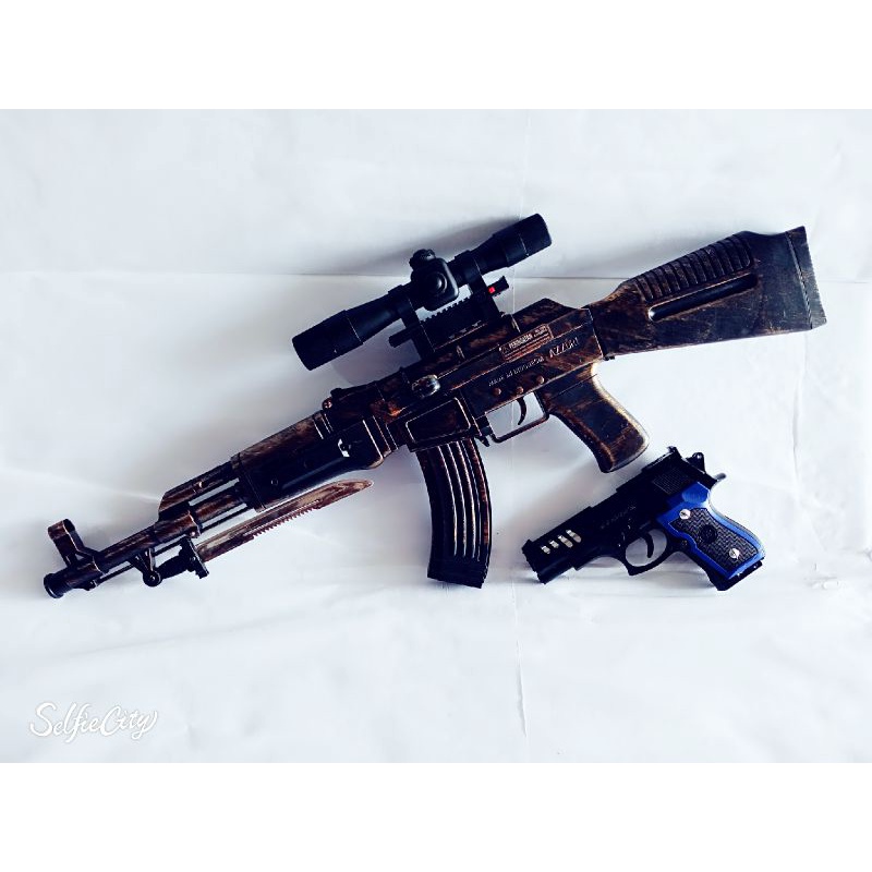 MAINAN TEMBAK AK SCOPE LASER FREE MAINAN PISTOL KOKANG AZZURI