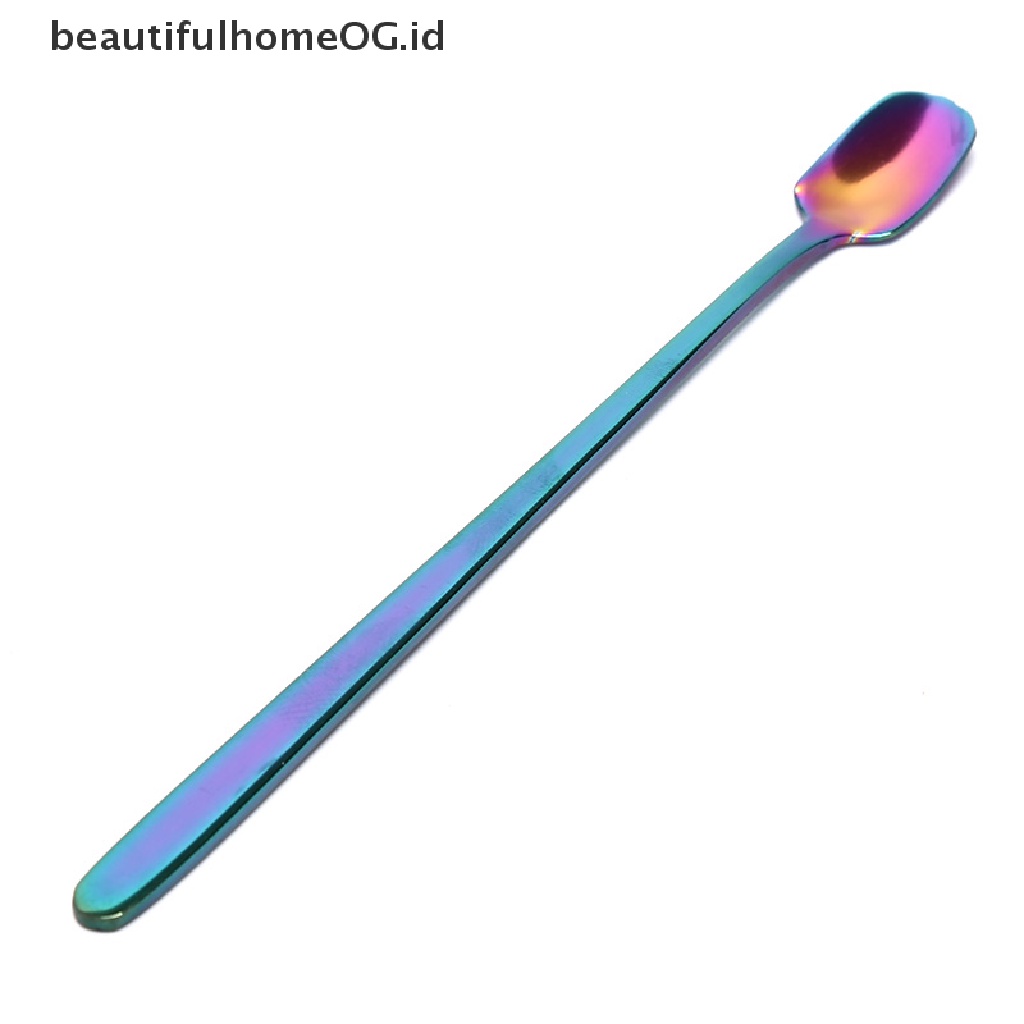 1 Pc Sendok Kopi Bahan Stainless Steel Bentuk Persegi Panjang Warna-Warni