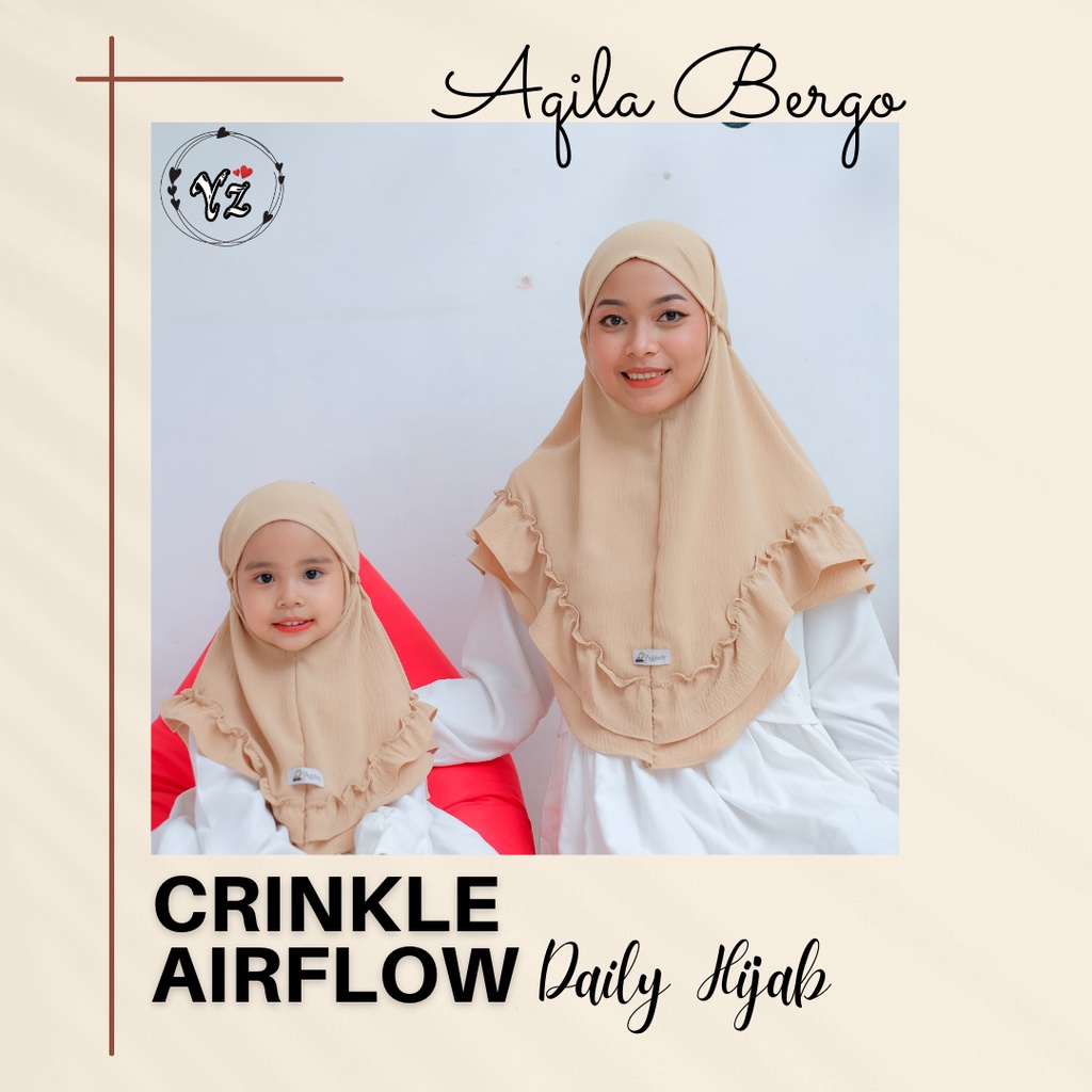 aqila bergo crinkle airflow daily hijab couple ibu dan anak