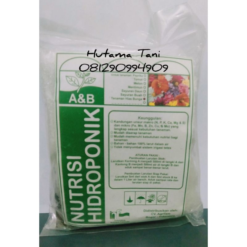 Pupuk nutrisi hidroponik AB mix bunga 250 gr