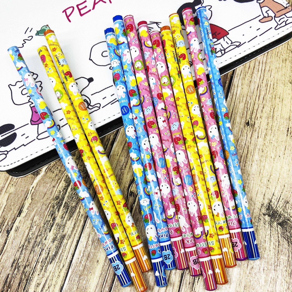 1 LUSIN 12PCS / PENSIL 2B PENGHAPUS MOTIF LUCU / PENSIL PENGHAPUS / ALAT TULIS PENSIL / PENSIL KAYU