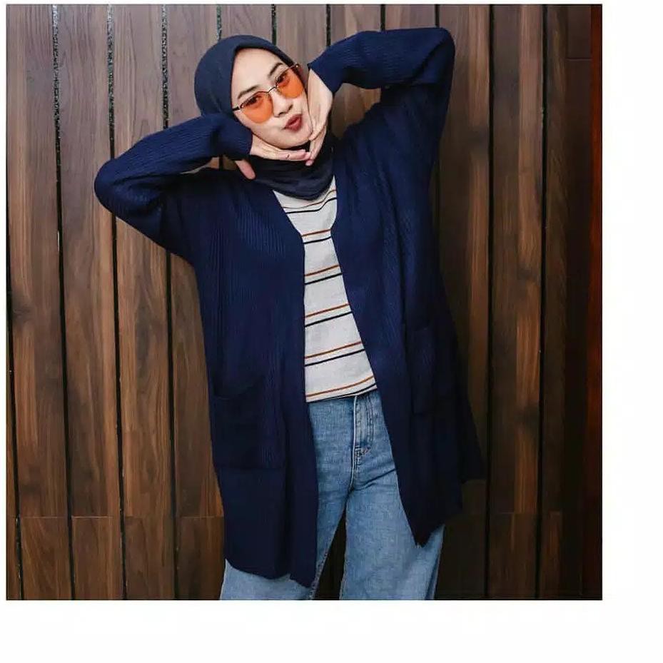 PROMO !! VEGGA CARDI - Cardigan Long Belle Outer Oversize-Navy