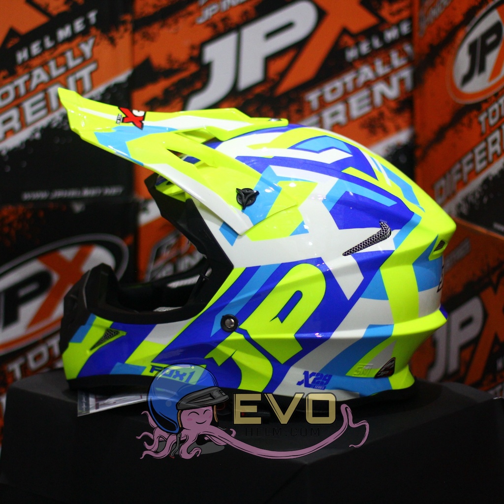 HELM JPX CROSS_FOX1 SERI X29 - FLUO YELLOW GLOSS + GOOGLE SNAIL (ONGKIR 2 KG) HELM JPX TERBARU