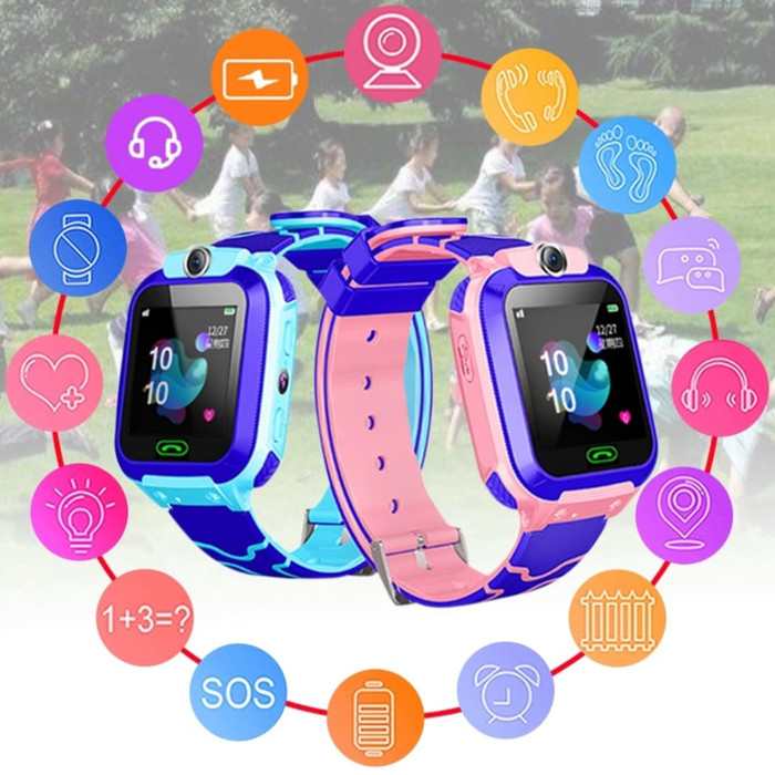 jam tangan smart watch / smartphone / jam tangan anak smartwatch - Biru
