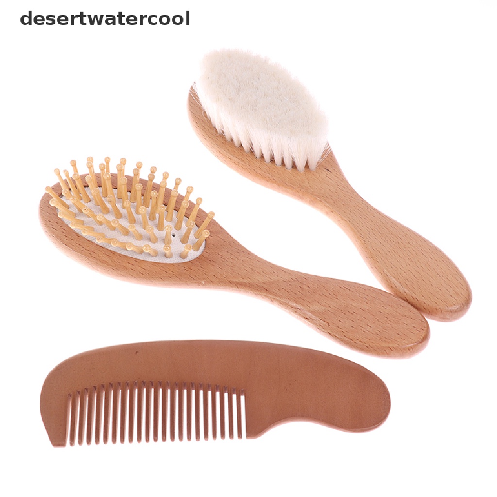 Deid 3Pcs / Set Sisir Rambut Bayi Newborn Bahan Kayu