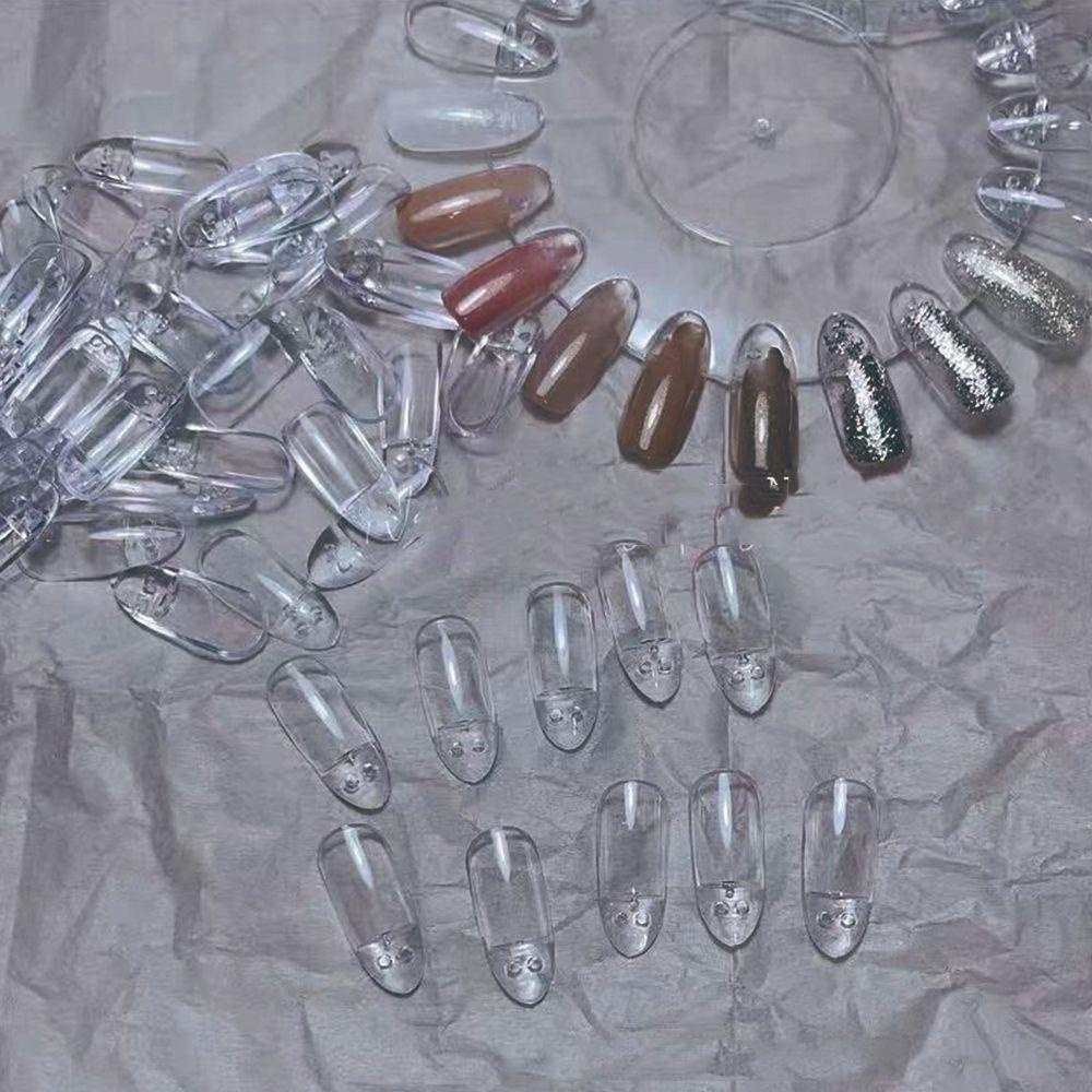 AUGUSTINA Augustina Display Kuku Bulat Berdiri Salon Transparan Manicure Cetakan UV Gel Display Papan Latihan Kuku Rak Mandi Kuku Plastik