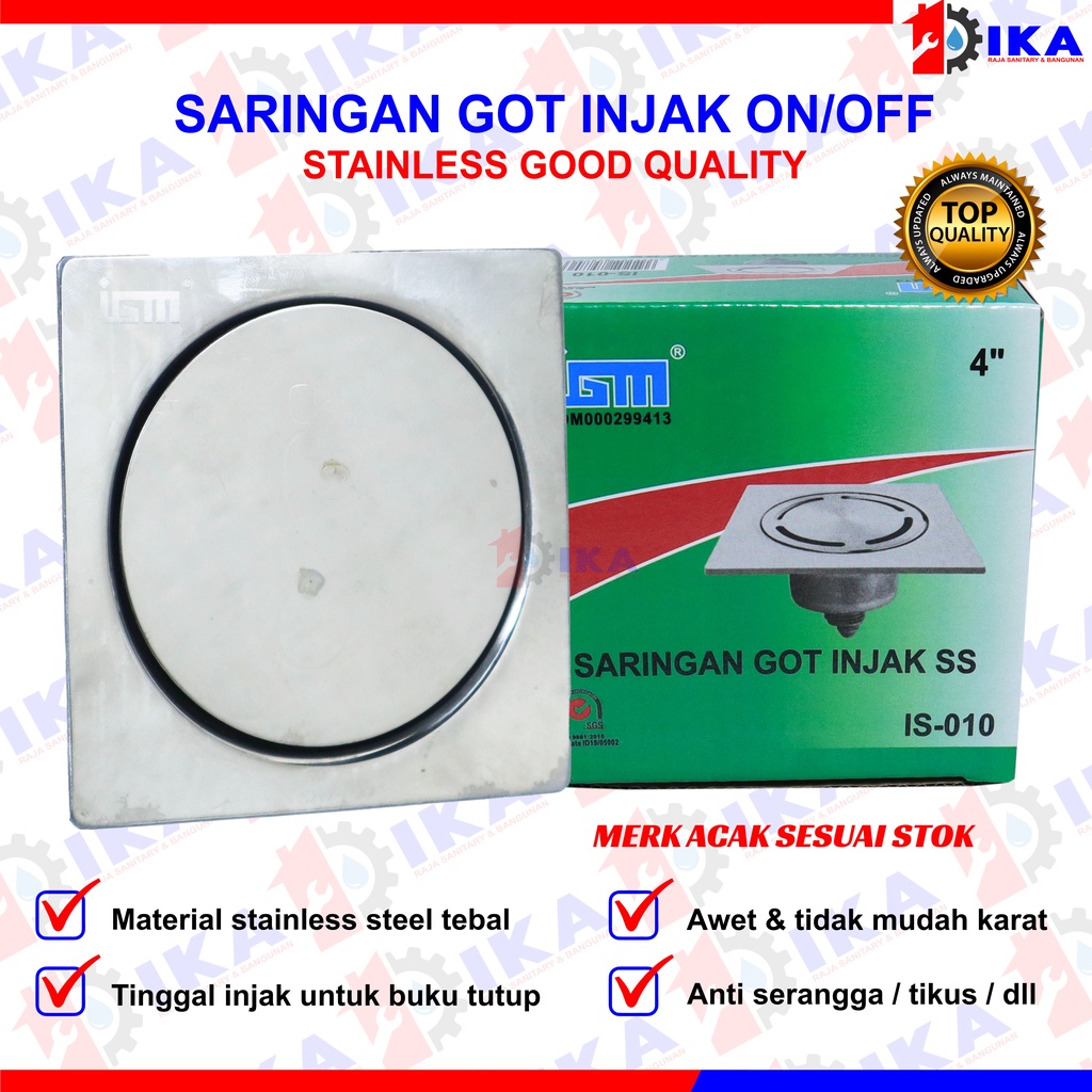 Saringan Got Injak Stainless Hitam Black Silver /Floor Drain Tekan Push Pencet Black Matte Stainless Injak / Saringan Got Injak Air Kamar Mandi l Floor Drain l Stainless