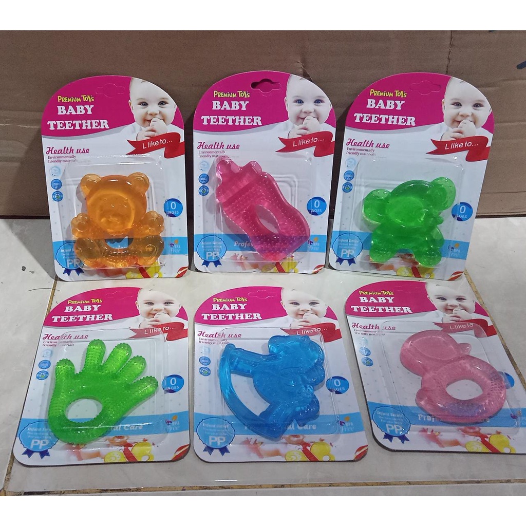 Baby Teether Mainan Gigitan Bayi Theeter Karet Silikon Water Cooler Premium Air BPA Free Isi 3