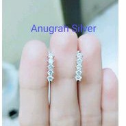 Anting Jepit Perak Asli 925 fashion wanita dewasa mata 5 zircon full kilah / Anting Silver  Wanita