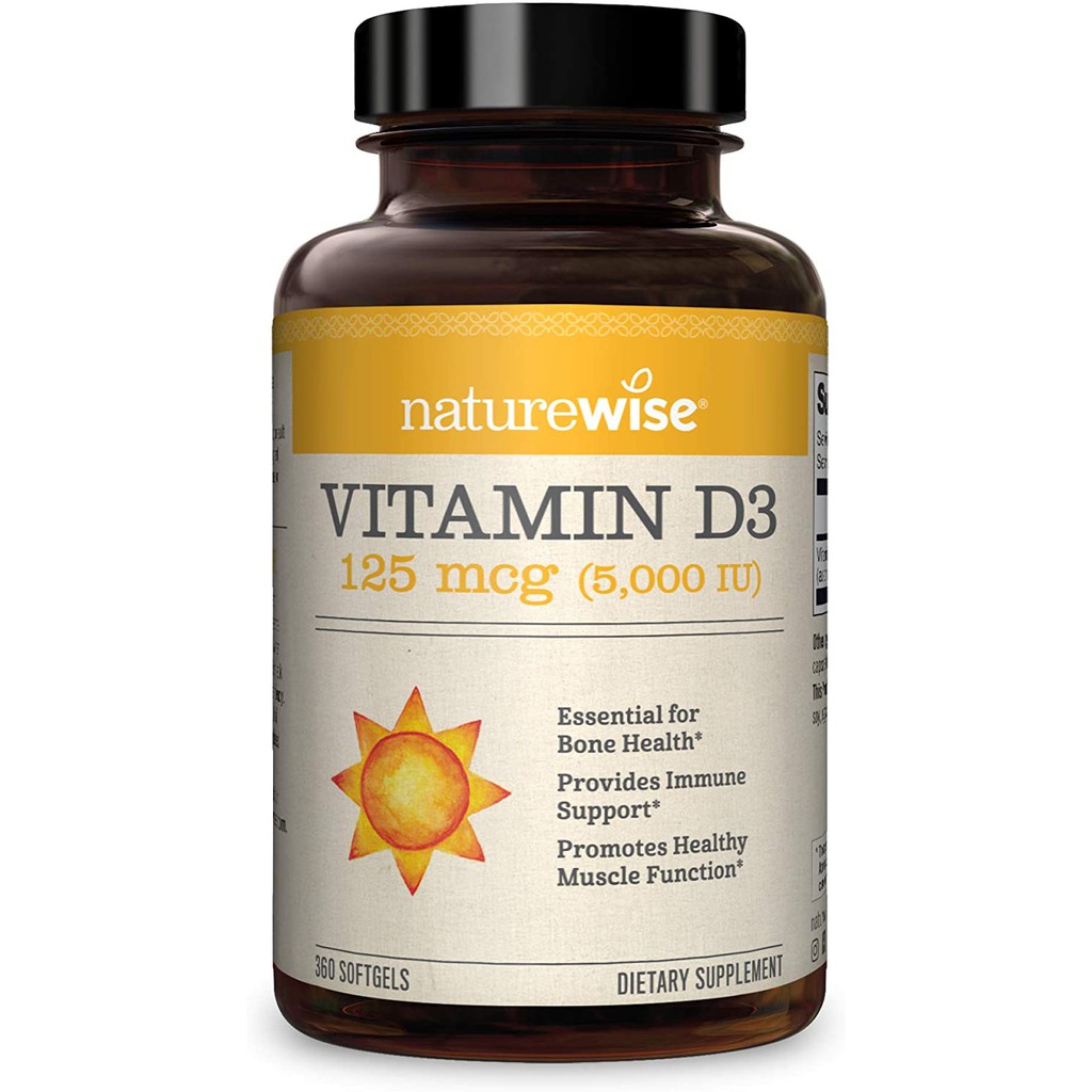 NatureWise Vitamin D3 5,000 IU 360 Softgel - Penambah Imun / Daya Tahan Tubuh USA