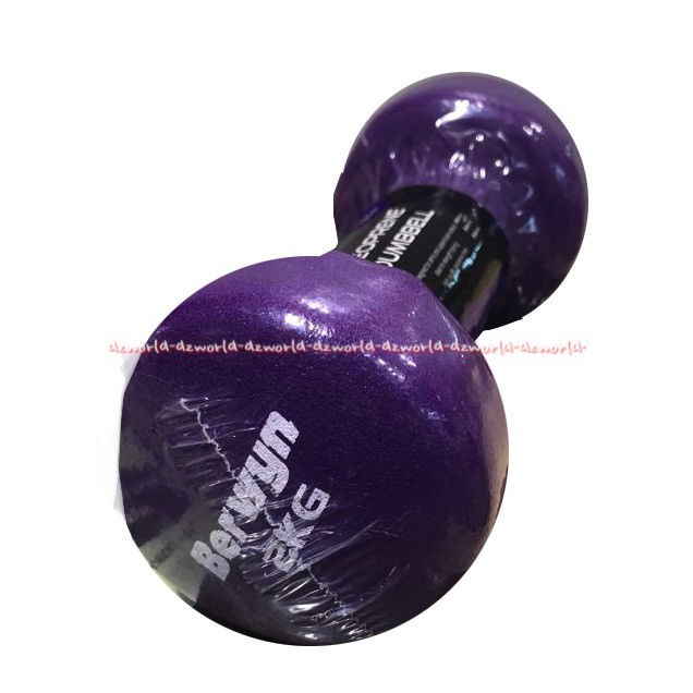 Berwyn Dumbbell Neoprene 2kg Peralatan Olahraga Barbel Ungu 2 kg Dumbel Berwin Black Barbell Warna Ungu Latihan Beban