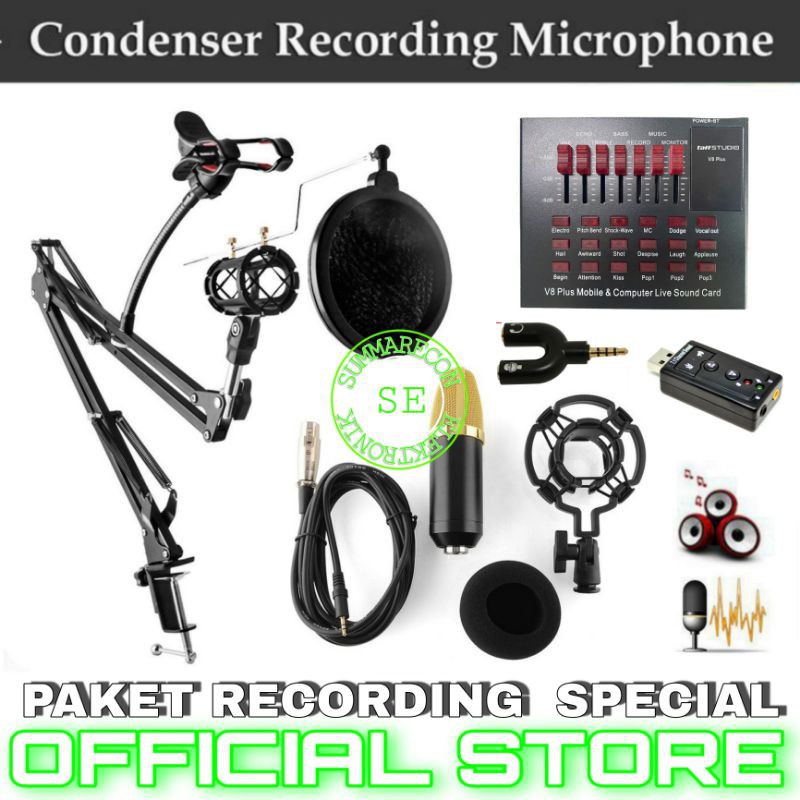 paket mic condenser bm 700 with soundcard youtuber bigo live recording