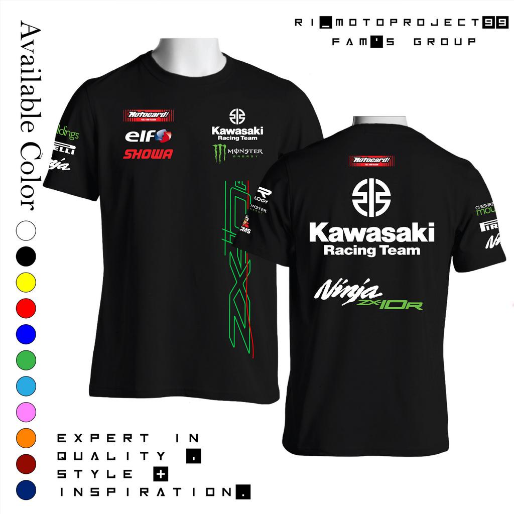 Tshrit Baju Kaos Team Official Fans Kawasaki Ninja ZX10rr 2023 V2 WSBK Series Best Quality EUR/Bisa 