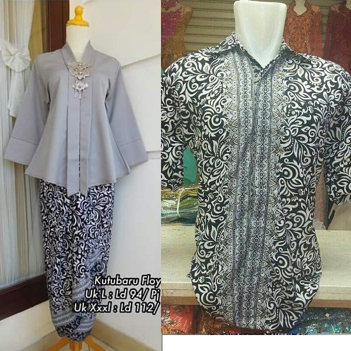 Kebaya Modern Couple Floy Grey Kamboja Silver