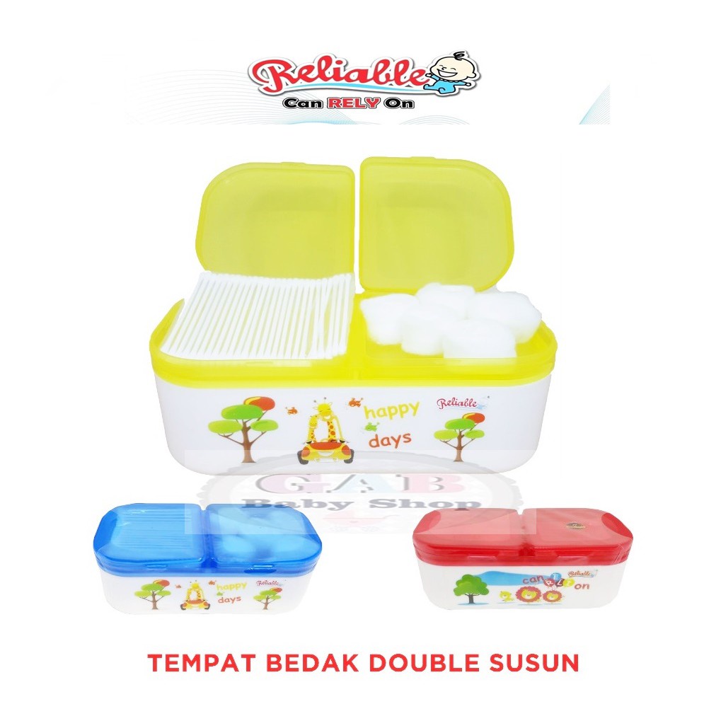 RELIABLE Tempat Bedak Bayi Double Susun (Free Cotton Ball + Cotton Bud) 10400