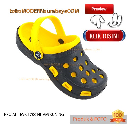 PRO ATT EVK 5700 HITAM KUNING sandal anak sandal bakpao ringan