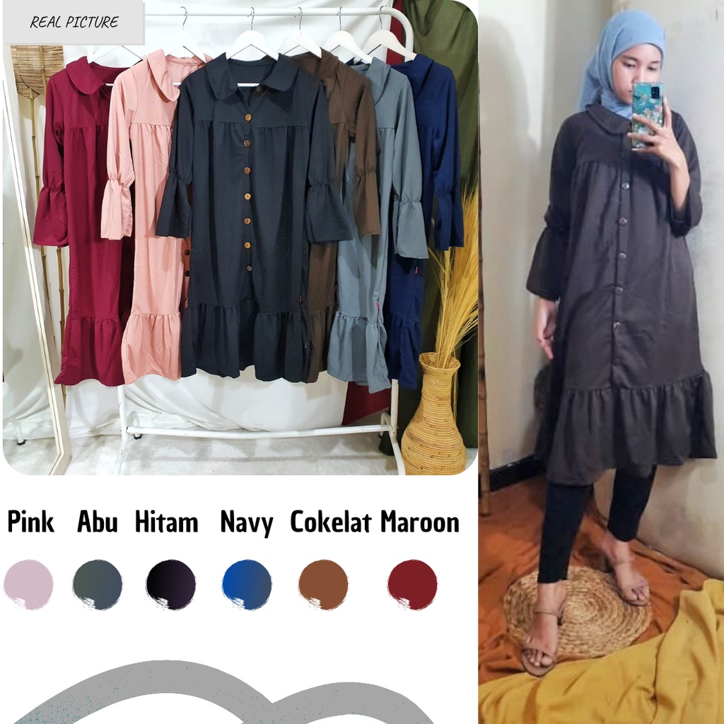 Dailythings Tunik Wanita Terbaru 2021 Kekinian Jumbo Ratna LD 100cm Panjang 100cm Fit L-XL