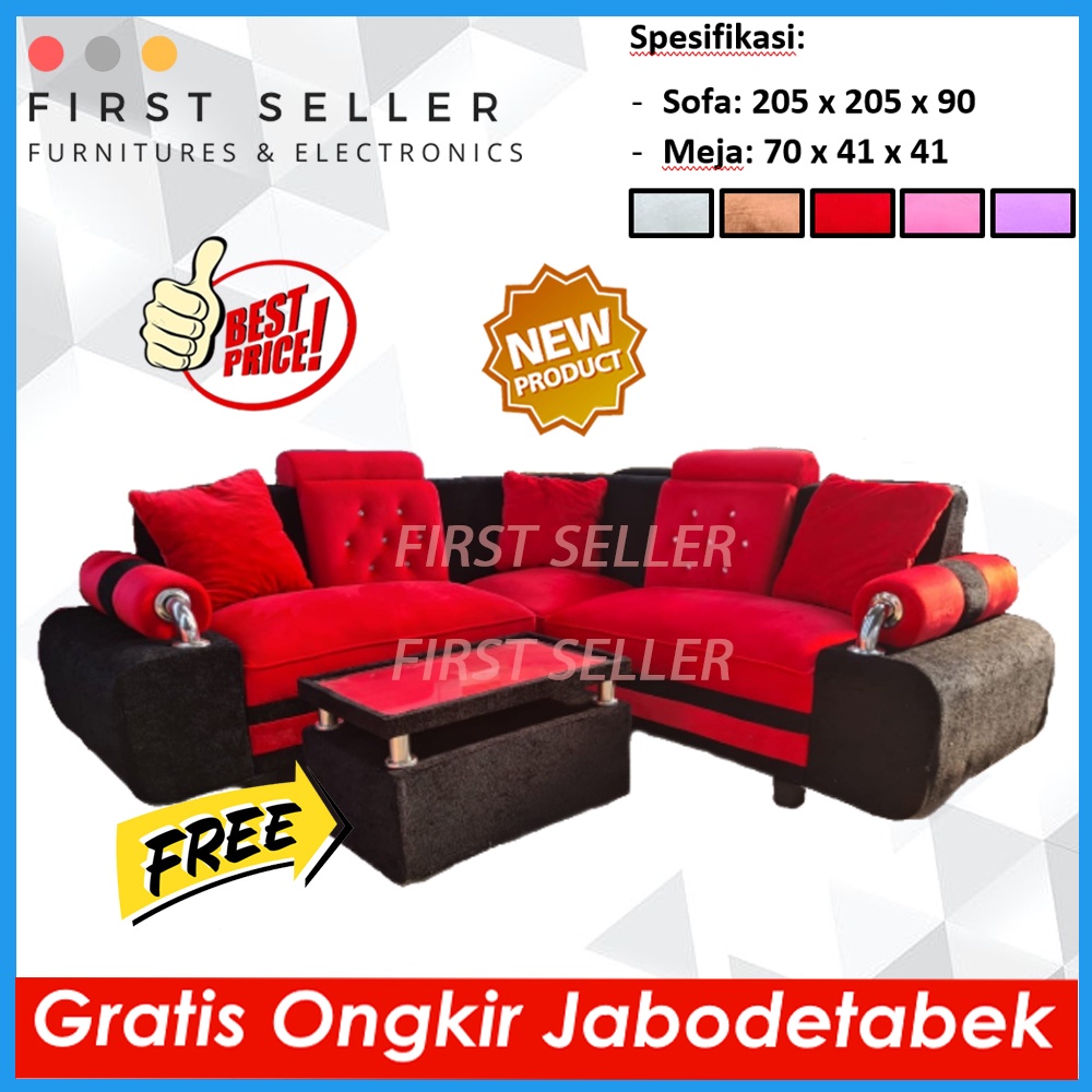 [FREE ONGKIR + MEJA] SOFA L SUDUT BLUDRU DAISIES BAHAN HALUS ORIGINAL ( ORI )100% (TERMURAH!)