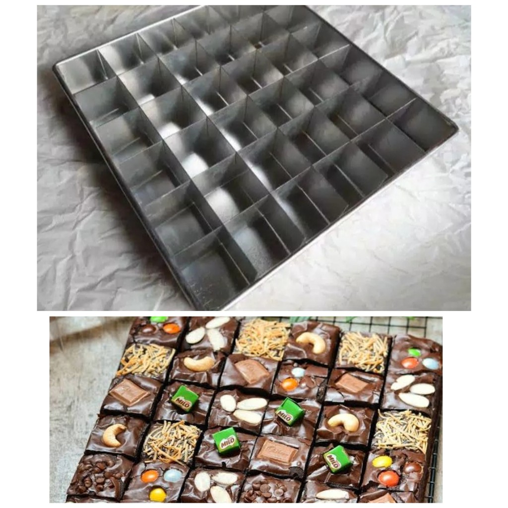 Loyang Sekat Brownies Ukuran 22x22x4 Isi 36 Lubang / Cetakan Kue Sekat Brownies