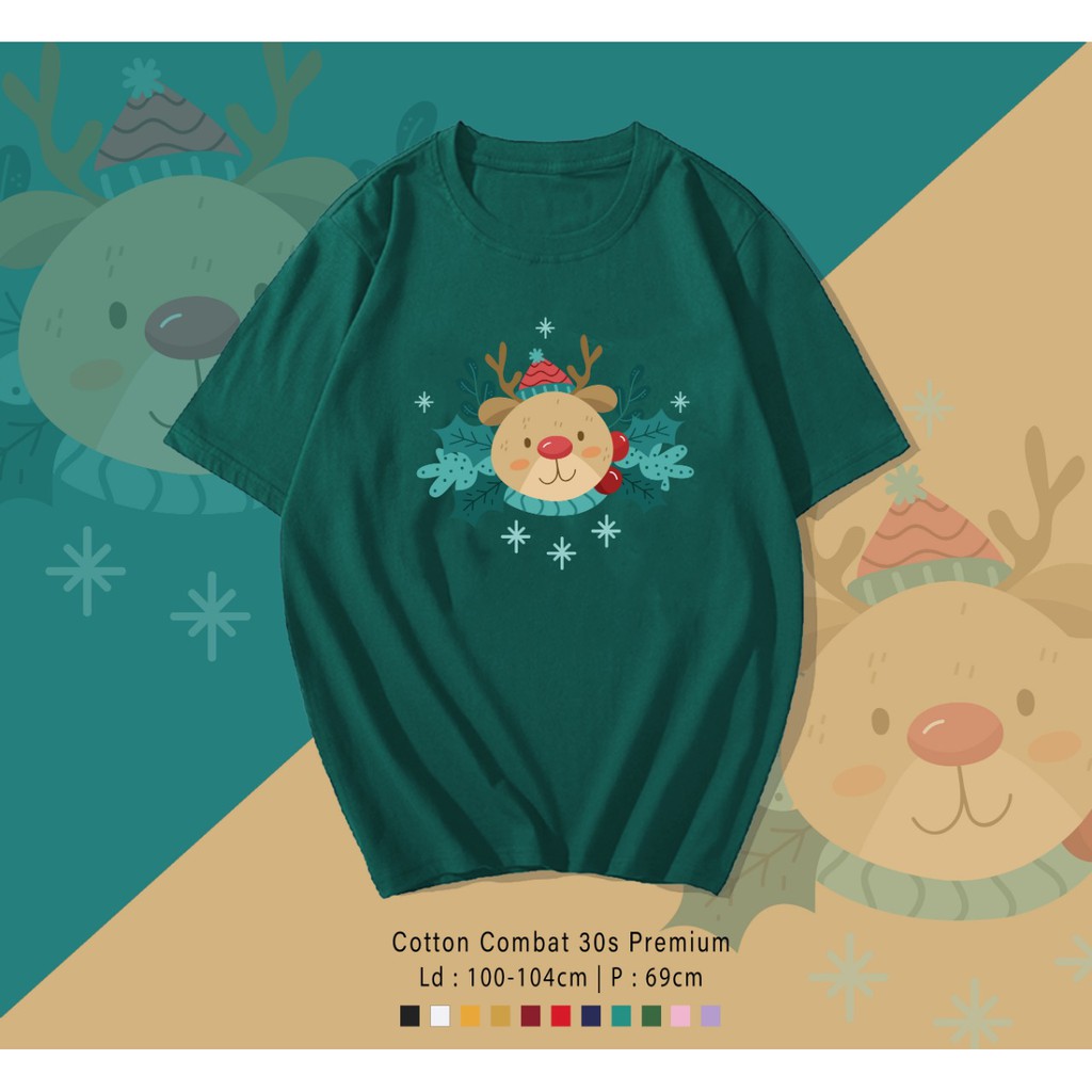 RUSA DAUN CHRITMAS EDITION / KAOS UNISEX CEWEK COWOK / OVERSIZE