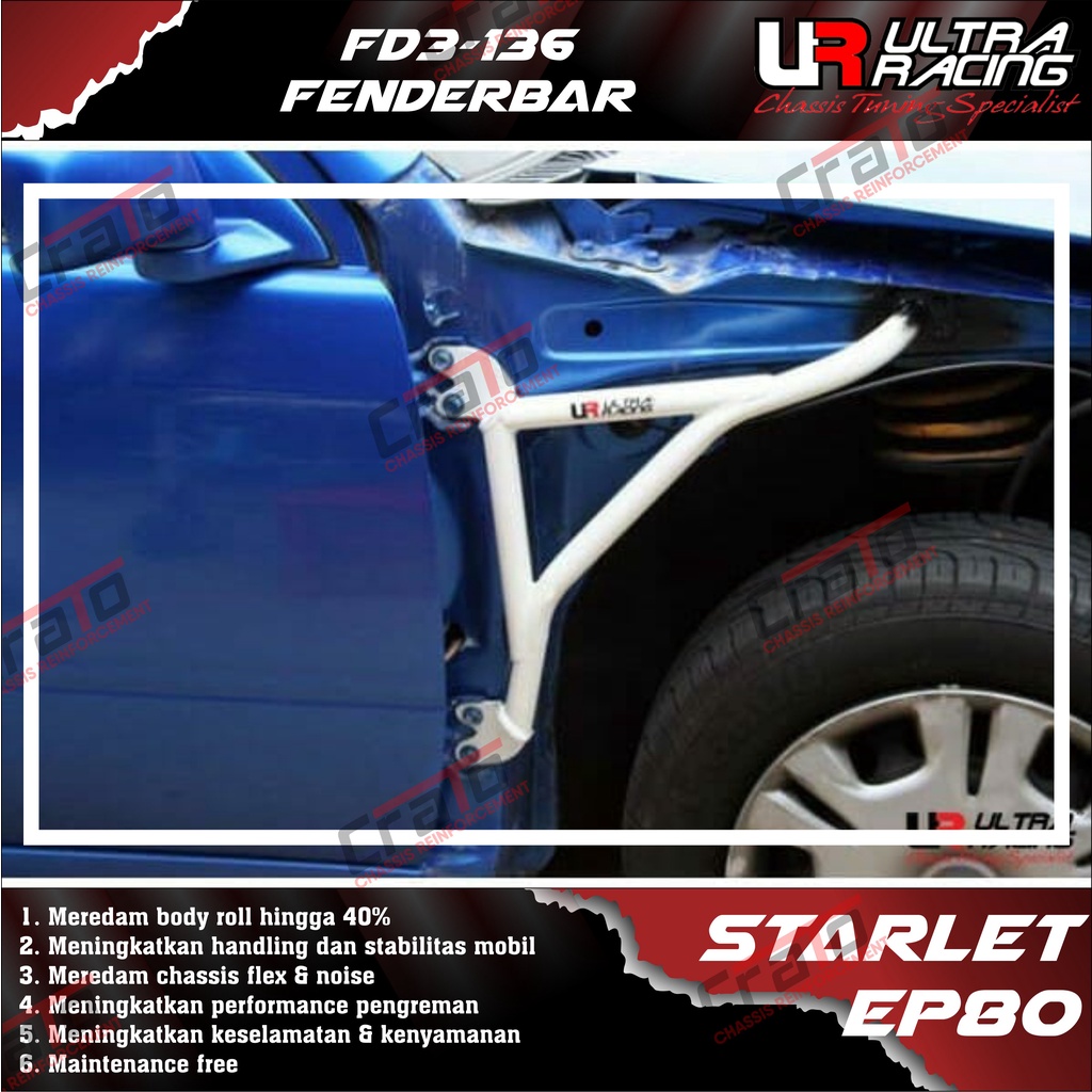 Aksesoris Stabiliser ULTRA RACING Safety Bar - Fenderbar 3 Points - Toyota Starlet Kapsul EP80 EP82 