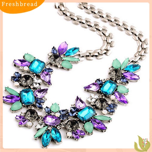 [TERLARIS]Women's Rhinestone Flower Cluster Bib Pendant Choker Chain Charm Pendant Necklace