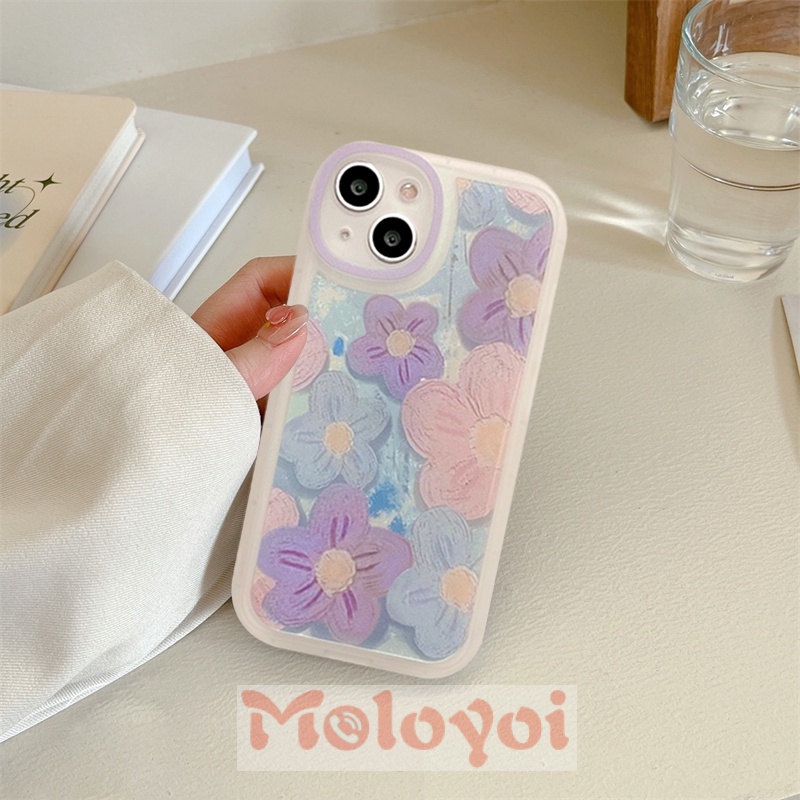 Soft Case Desain Lukisan Minyak Bunga Ungu Gaya Retro Untuk Samsung A23 A13 A22 A21 M23 A31 A52 A32 A03 Core A72 A20 A03S A52S A53 A73 A11 A33 A51 A50 A30S A21s A10s A20S A21s