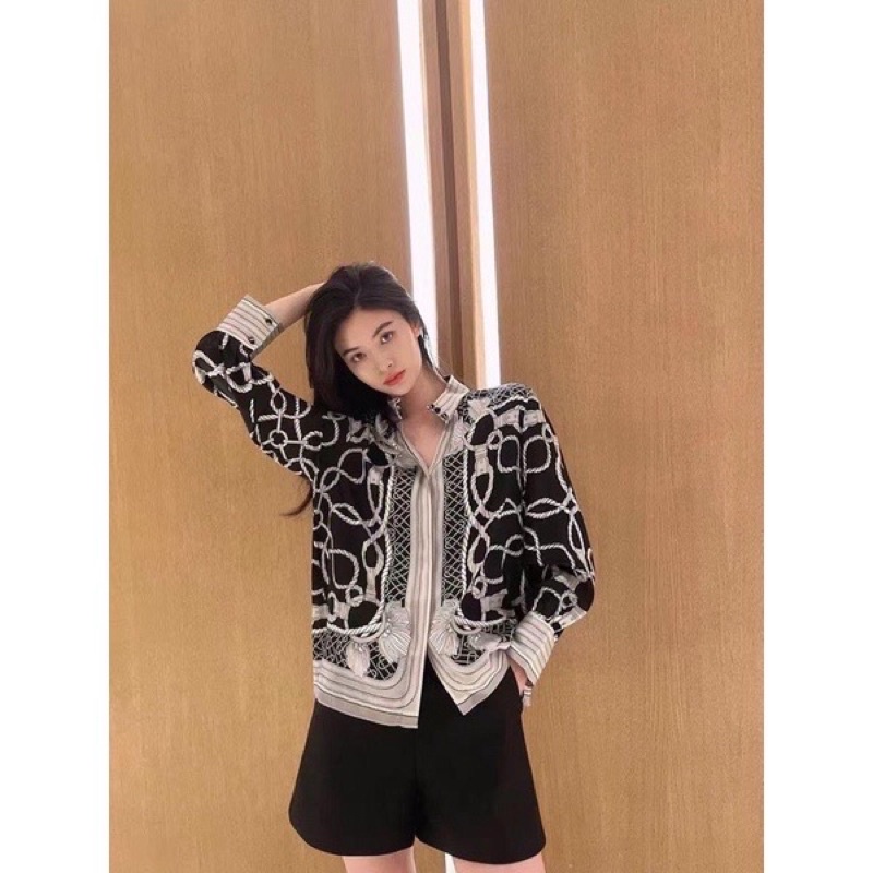 Kemeja Zara Tasel Chain black // Baju Atasan Wanita Kemeja Zara Bahan Katun Import Bangkok BKK Thail