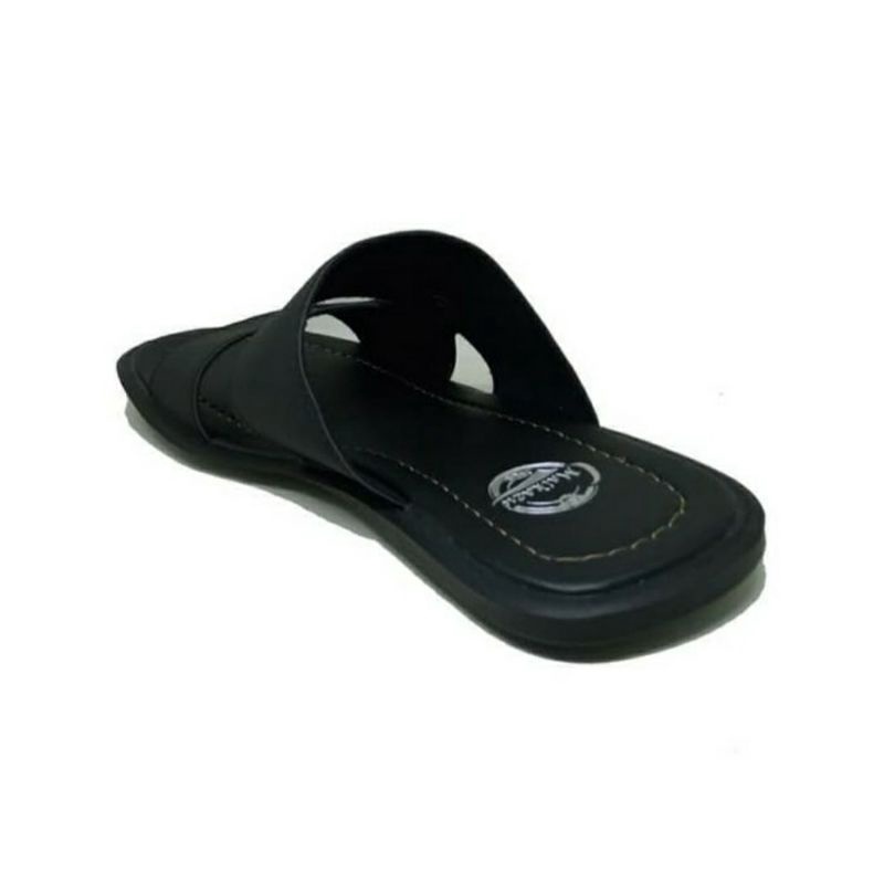 Sandal Ukuran Besar 44-47 / Sendal Slide  Pria Cowok Bapak2/JUMBO BIG Bahan Kulit Hitam, 47