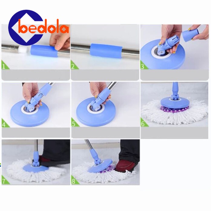 Bedola Tongkat pel spin mop gagang pel spin mop + kain pel