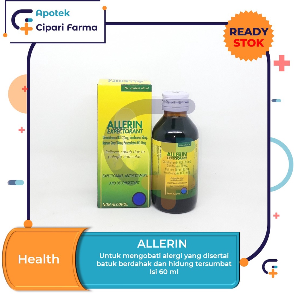 Jual Allerin Expectorant Sirup Obat Batuk Berdahak Pilek Flu Bersin Shopee Indonesia