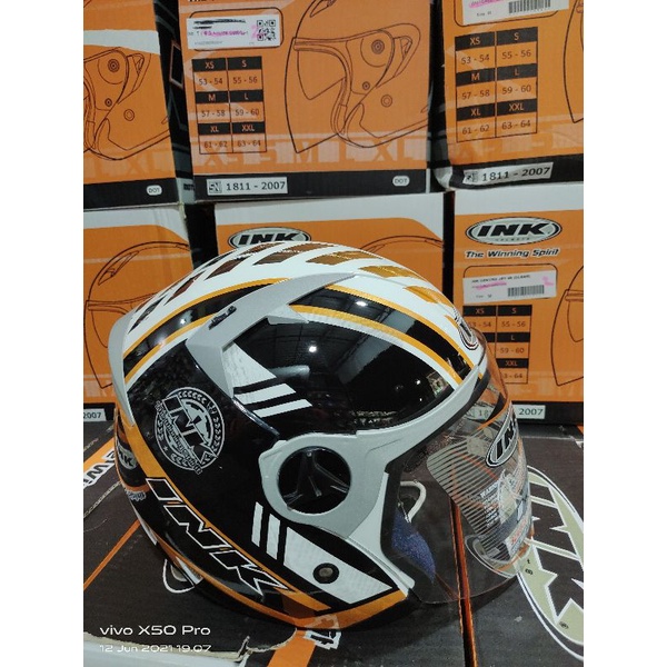HELM INK ENZO WHITE/OREN DUAL VISOR ORIGINAL