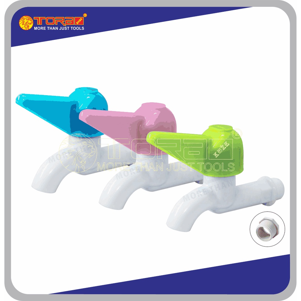 TORA Kran Air Plastik Pvc 2 Way 1/2 + 3/4 Inch (Satuan/Pcs)
