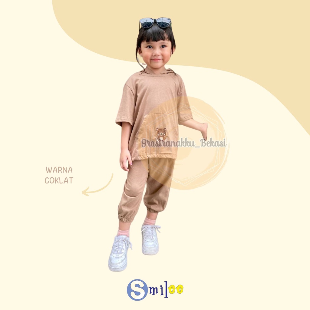 Setelan Anak Smilee Unisex Hoodie Lily Oversize Mix Warna Size 1-5THN