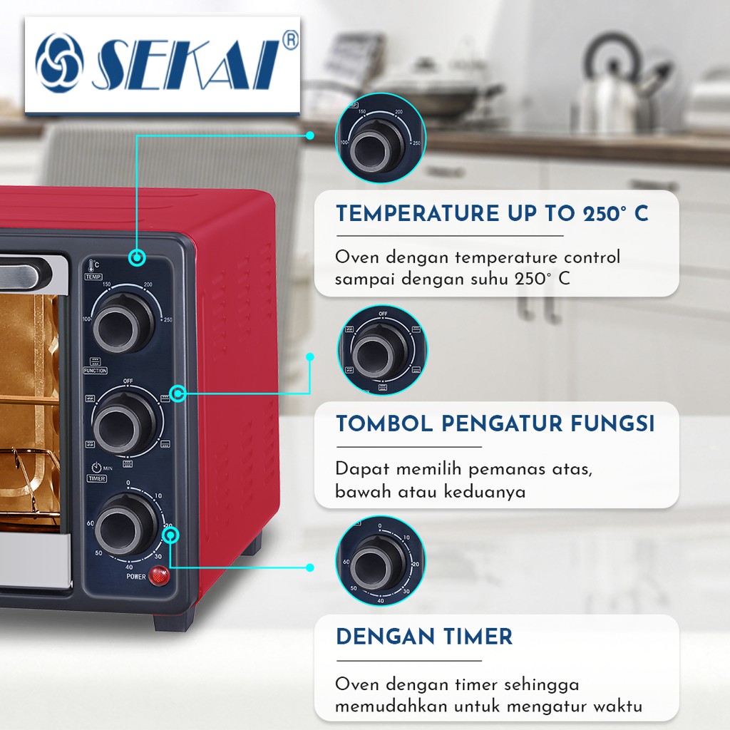 SEKAI Oven Listrik Low Watt OV 210 - Kapasitas 21 Liter